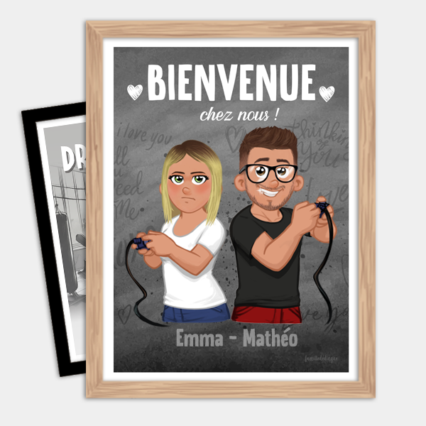 Dessin Personnalisé Couple geek gamer