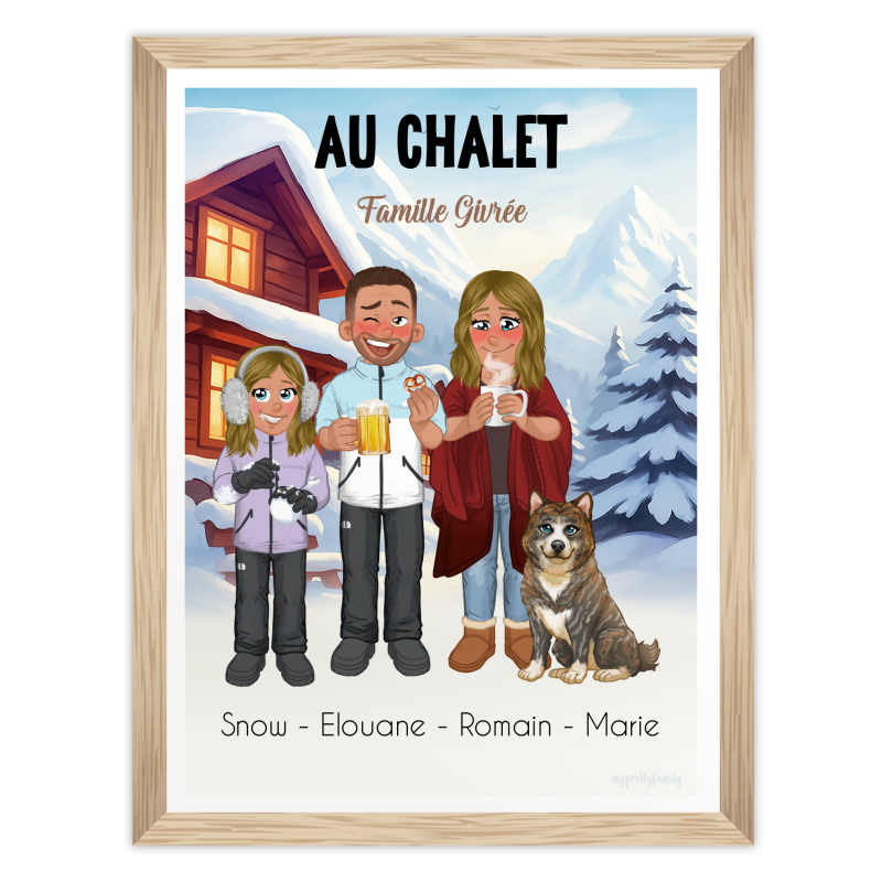 Affiche personnalisée chalet de montagne, refuge d