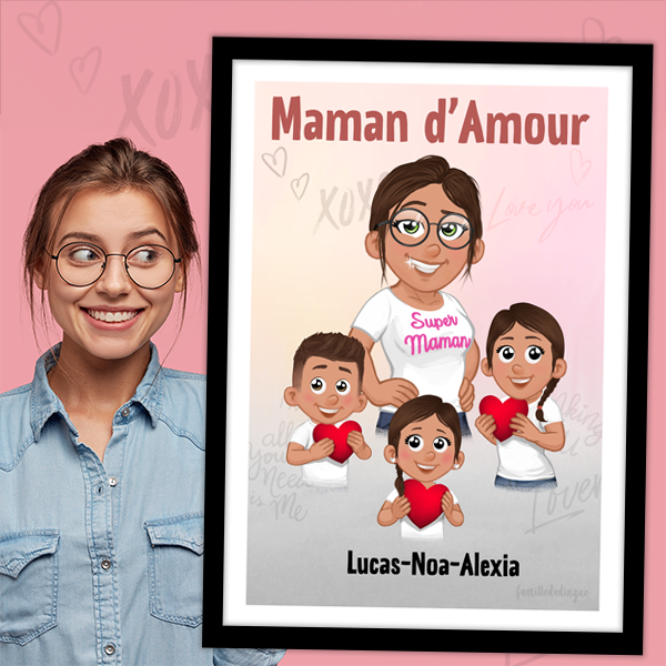 Dessin Personnalisé fête des mamie- cadeau personnalisé