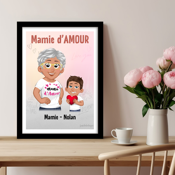 Dessin Personnalisé fête des mamie- cadeau personnalisé