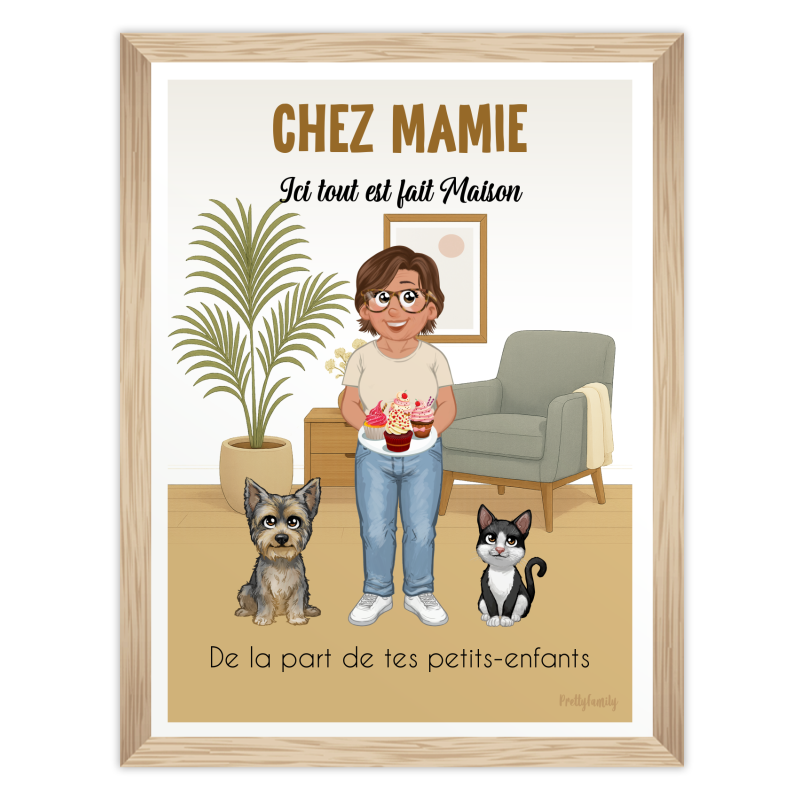 Affiche personnalisée Mamie Gâteau avec cadre ou toile, idée cadeau Fête des Grands-Mères