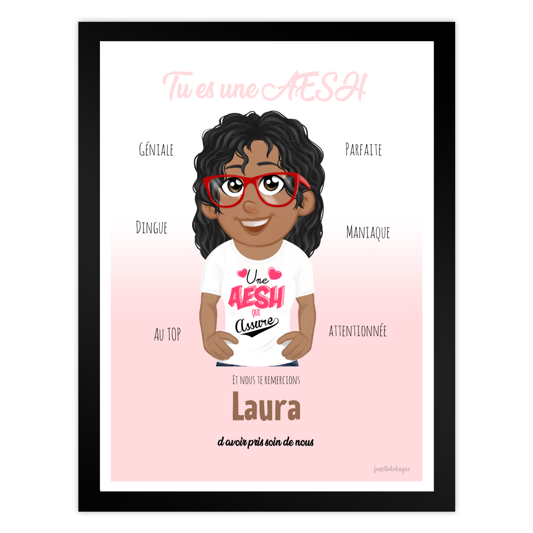  Illustration personnalisée AESH avec avatar, titre, prénoms et fond dégradé