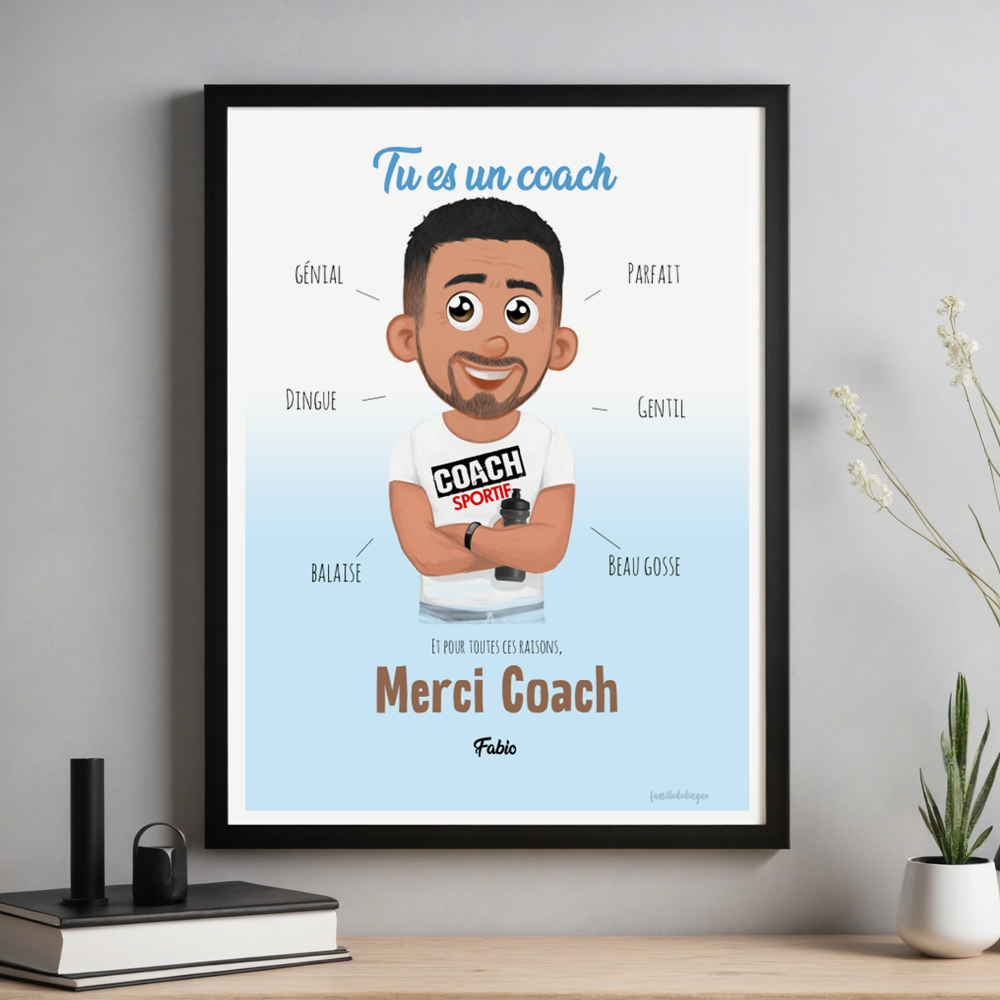 Illustration personnalisée de coach avec avatar et encarts personnalisables