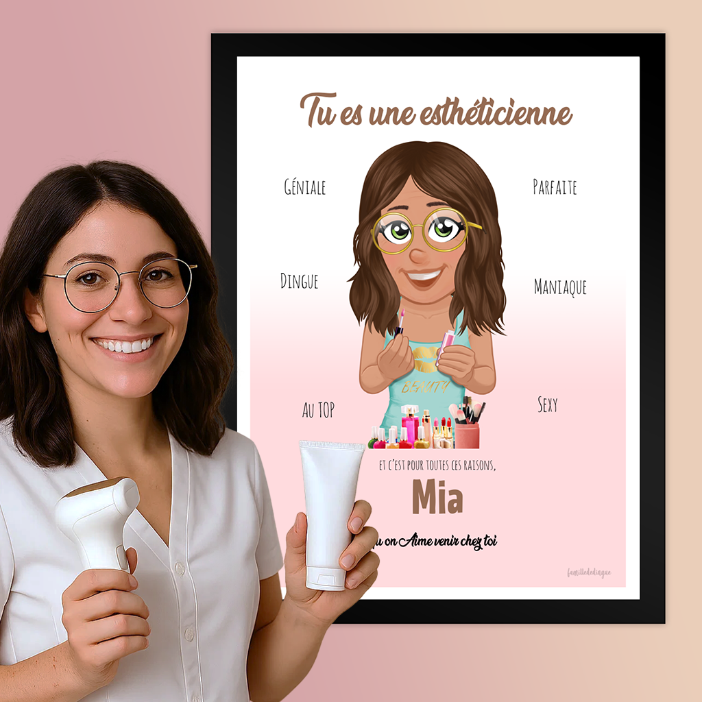  Affiche personnalisée métier esthéticienne – Cadeau salon de beauté