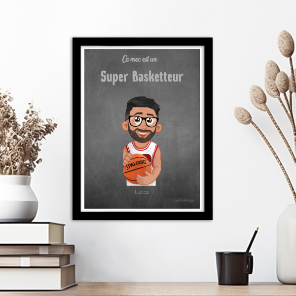 Affiche personnalisée basketteur avec avatar, titre et prénom