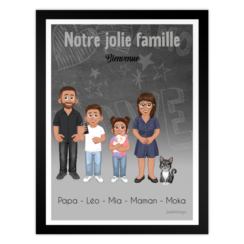 Affiche personnalisée Famille à Noël – Portrait avatar festif