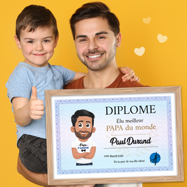 diplome meilleur papa du monde, un cadre personnalisé pour la fête des pères
