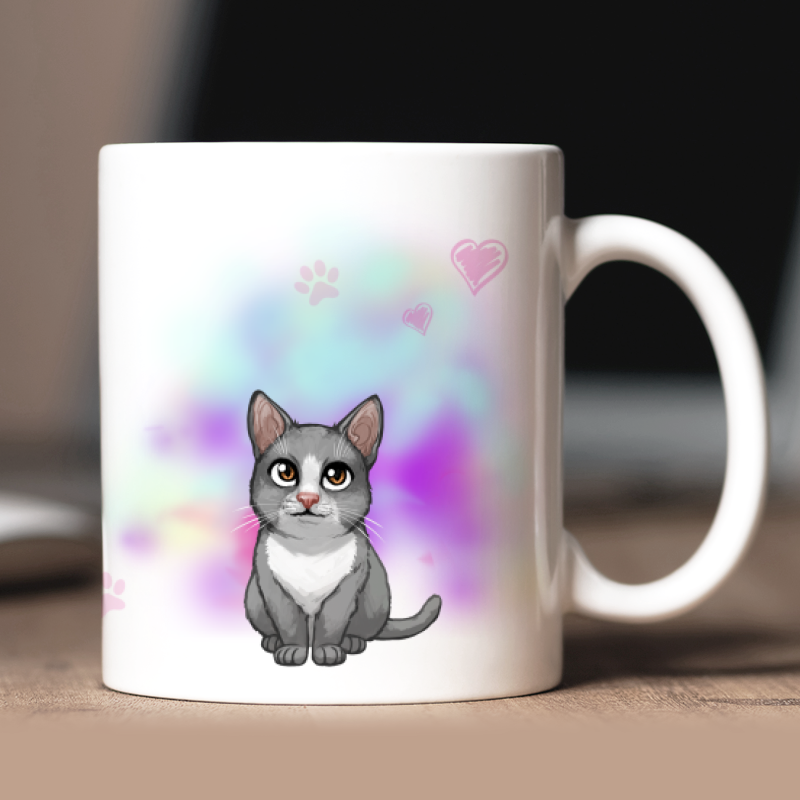 Mug personnalisé Munchkin à poil court avatar + texte au dos