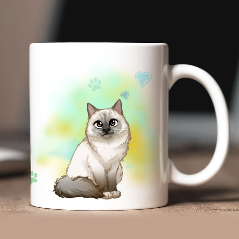 Mug personnalisé Sacré de Birmanie avatar + texte au dos