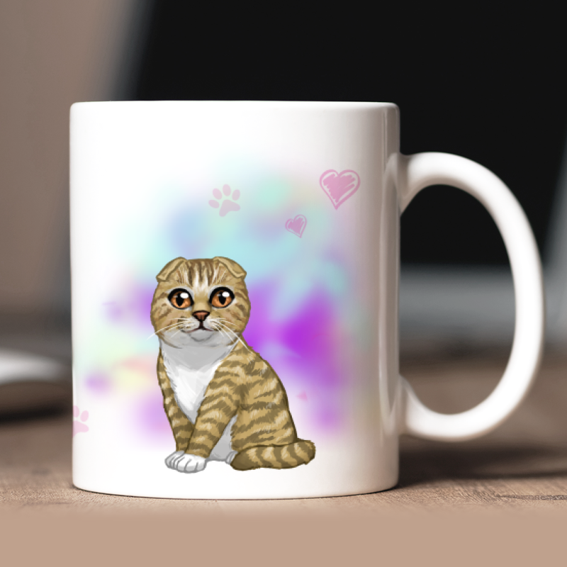 Mug personnalisé  Scottish Fold avatar + texte au dos