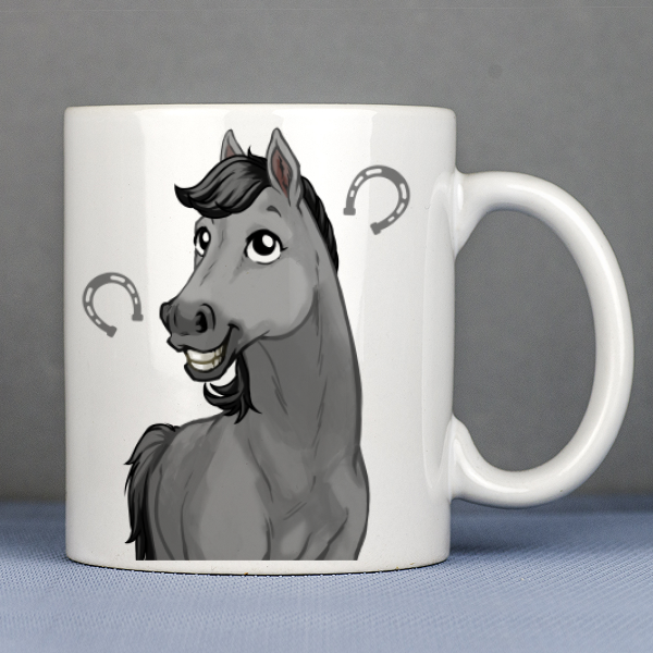 mug personnalisé cheval gris 