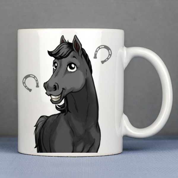 mug personnalisé cheval noir