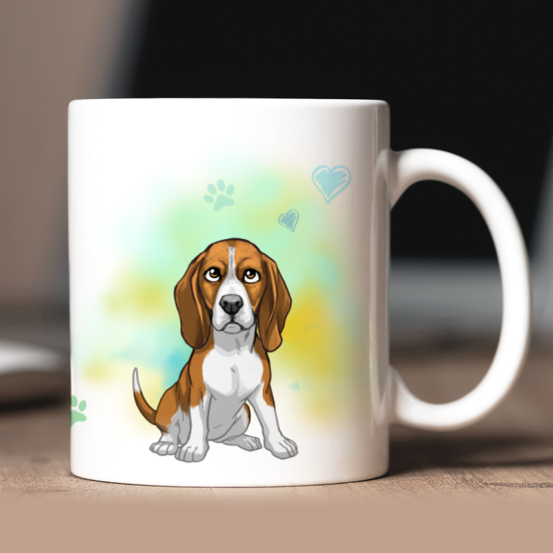 Mug personnalisé Beagle avatar + texte au dos