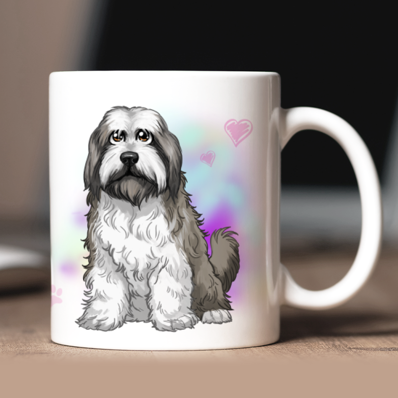 Mug personnalisé Bearded Collie avatar + texte au dos