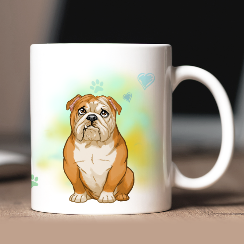 Mug personnalisé Bouledogue anglais avatar + texte au dos