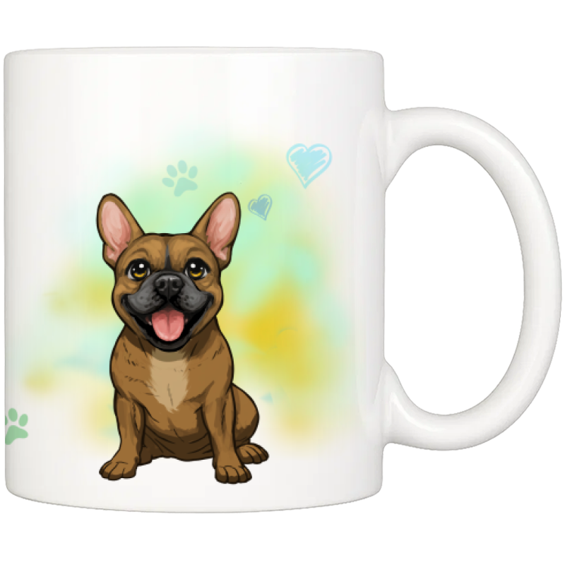 Mug personnalisé Bouledogue français avatar + texte au dos