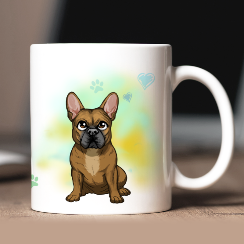 Mug personnalisé Bouledogue français avatar + texte au dos