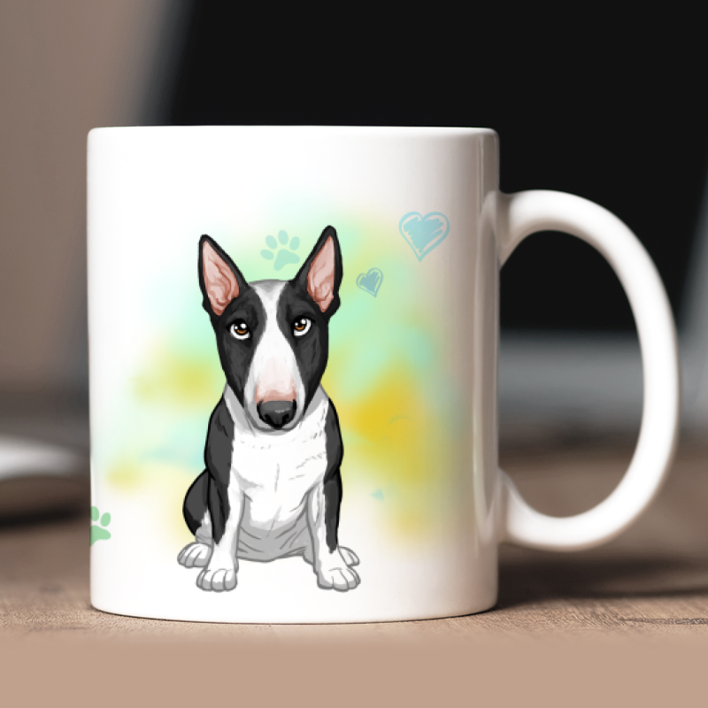 Mug personnalisé Bull Terrier avatar + texte au dos
