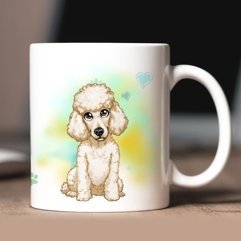 Mug personnalisé Caniche avatar + texte au dos