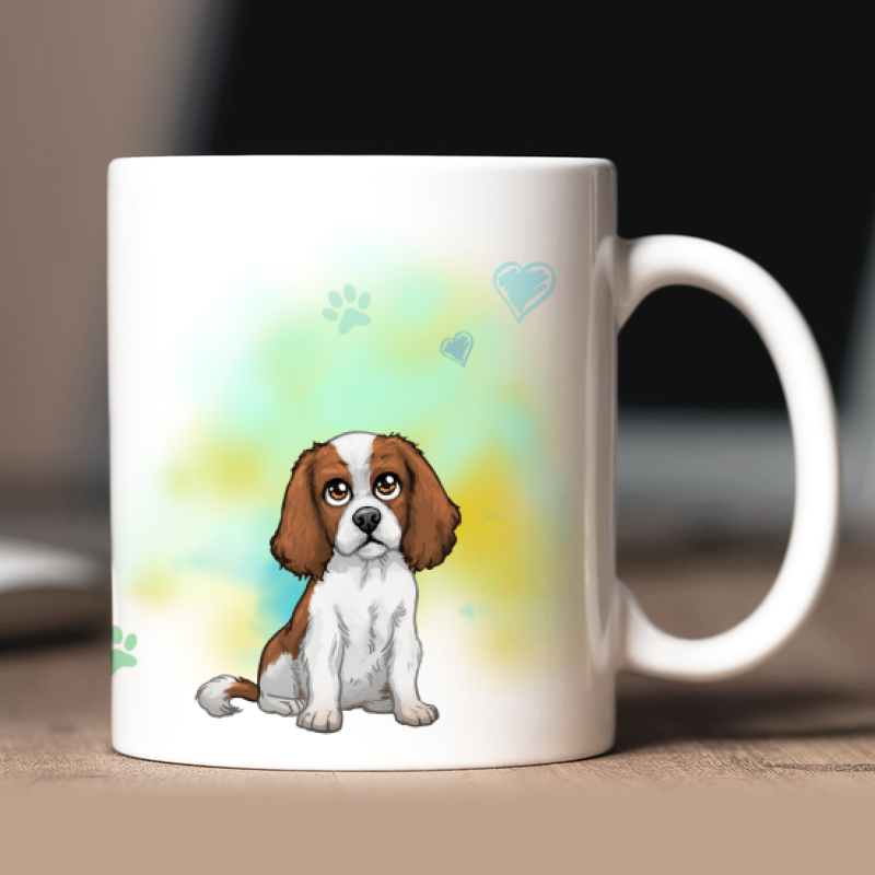 Mug personnalisé Cavalier King Charles avatar + texte au dos