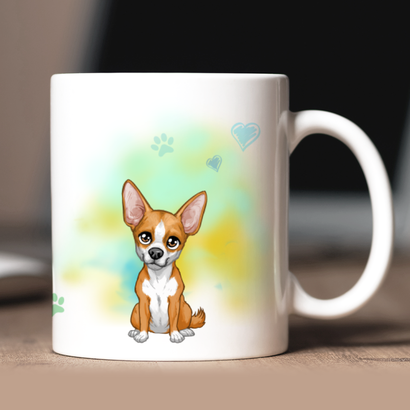 Mug personnalisé Chihuahua Courtavatar + texte au dos