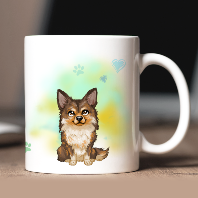 Mug personnalisé Chihuahua Long avatar + texte au dos