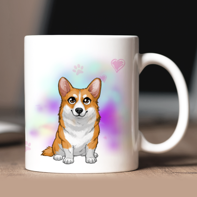 Mug personnalisé Corgi Pembroke avatar + texte au dos