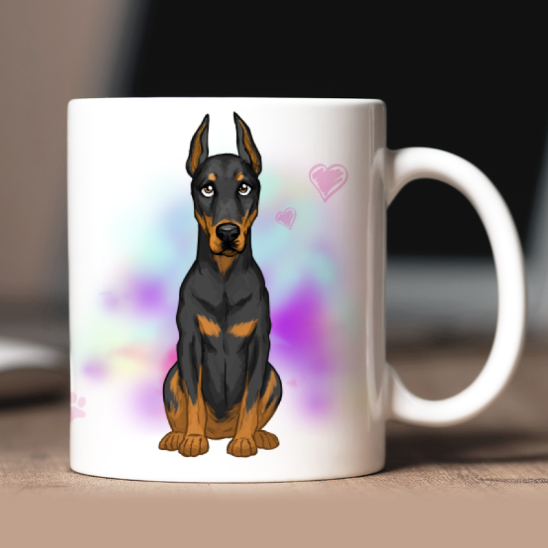 Mug personnalisé Doberman avatar + texte au dos