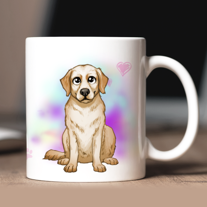 Mug personnalisé Golden Retriever avatar + texte au dos