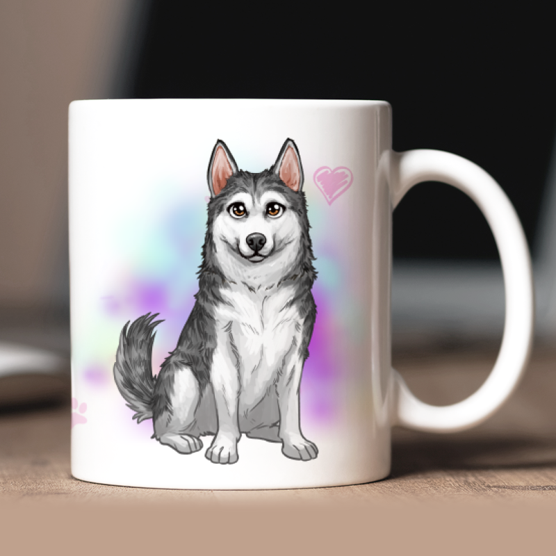 Mug personnalisé Husky avatar + texte au dos