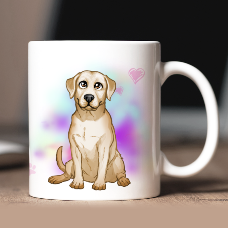 Mug personnalisé Labrador avatar + texte au dos