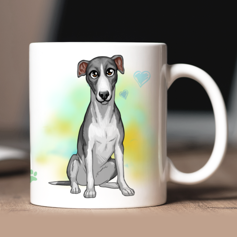 Mug personnalisé Lévrier avatar + texte au dos