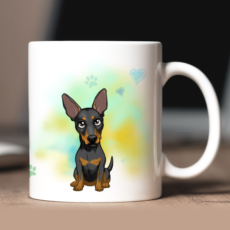 Mug personnalisé Pinscher Nain avatar + texte au dos