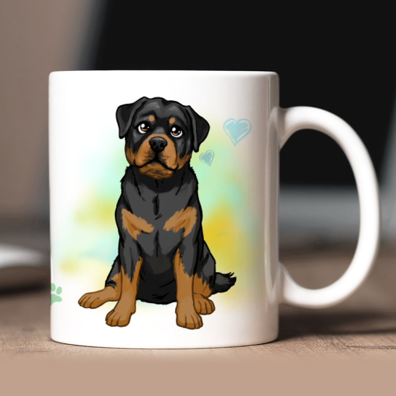 Mug personnalisé Rottweiler avatar + texte au dos