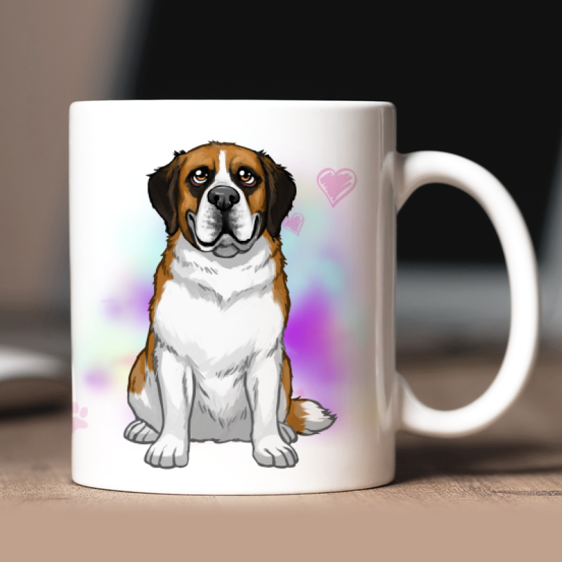Mug personnalisé Saint Bernard avatar + texte au dos