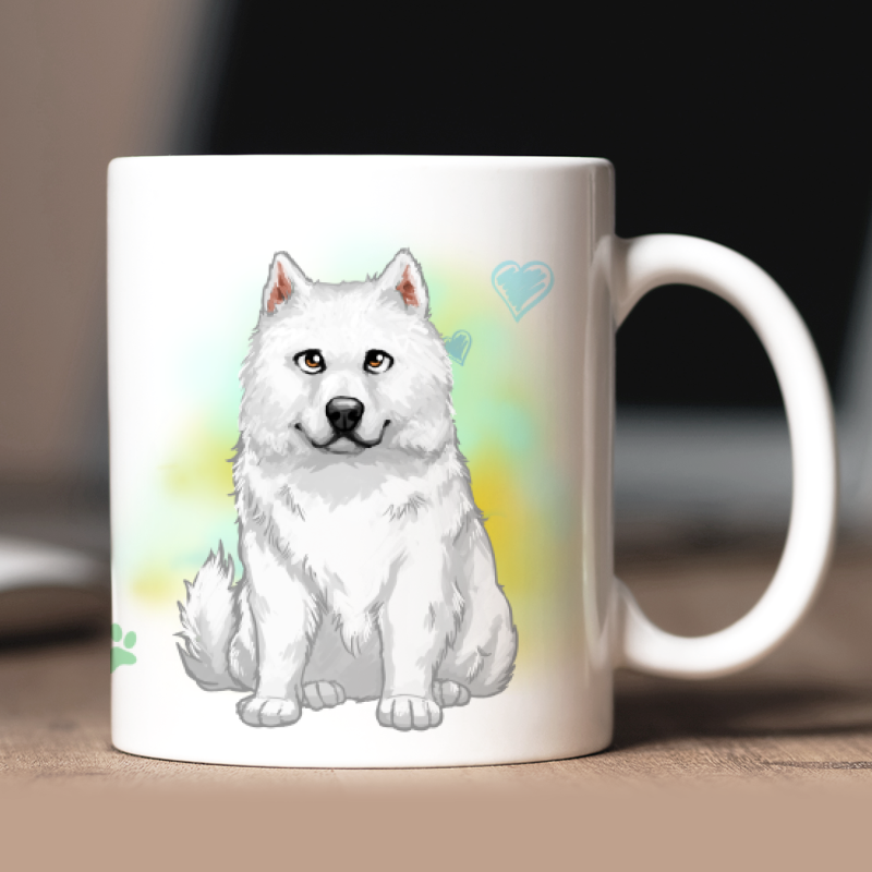 Mug personnalisé Samoyède avatar + texte au dos