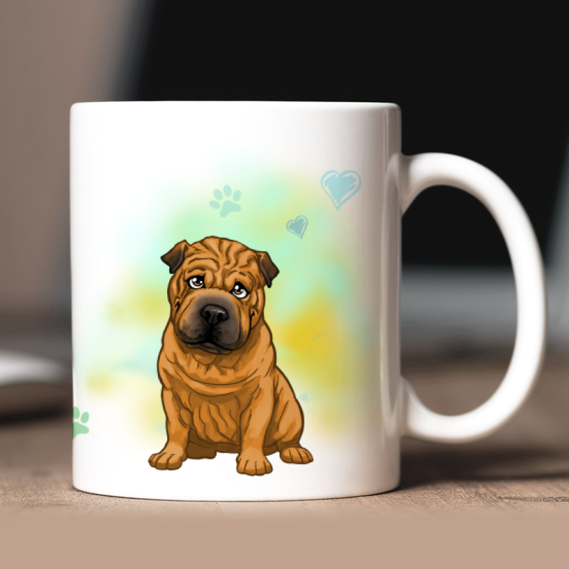 Mug personnalisé Sharpei avatar + texte au dos