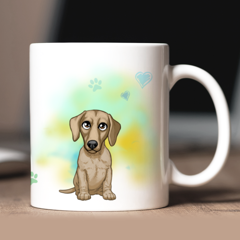 Mug personnalisé Teckel avatar + texte au dos