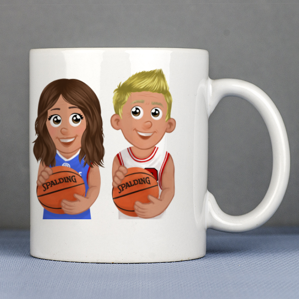 Mug personnalisé duo basket avec 2 avatars