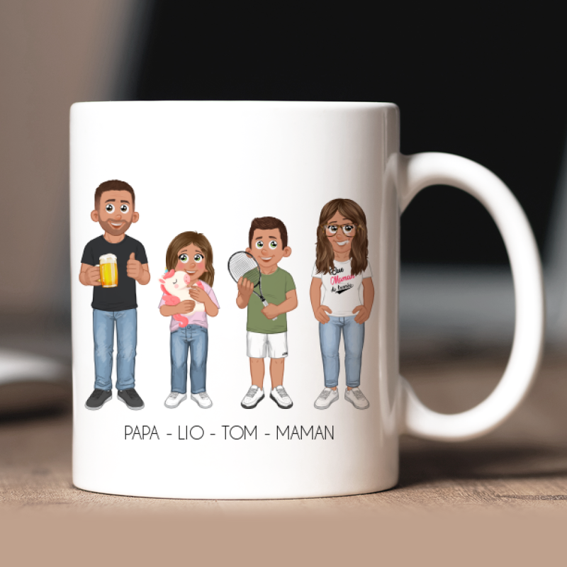 Mug Personnalisé Fête des Mères jusqu’à 6 personnages | Cadeau Maman