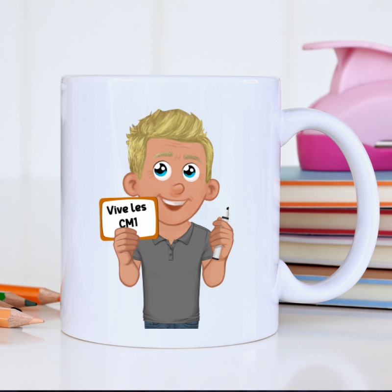 Mug personnalisé avec avatar pour maître de CM1 – cadeau original Famille de Dingue
