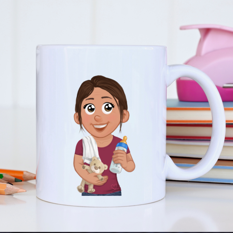 Mug personnalisé avec avatar pour nounou – cadeau original Famille de Dingue