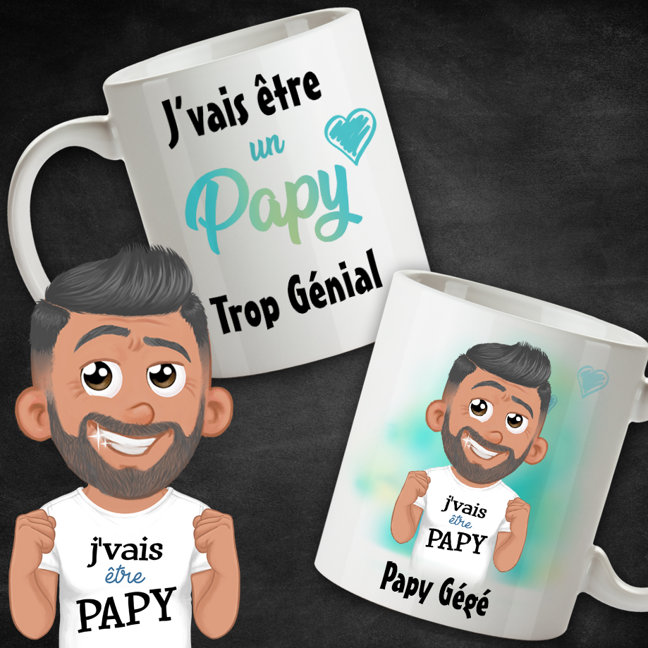 Mug cadeau papy, je vais être papy