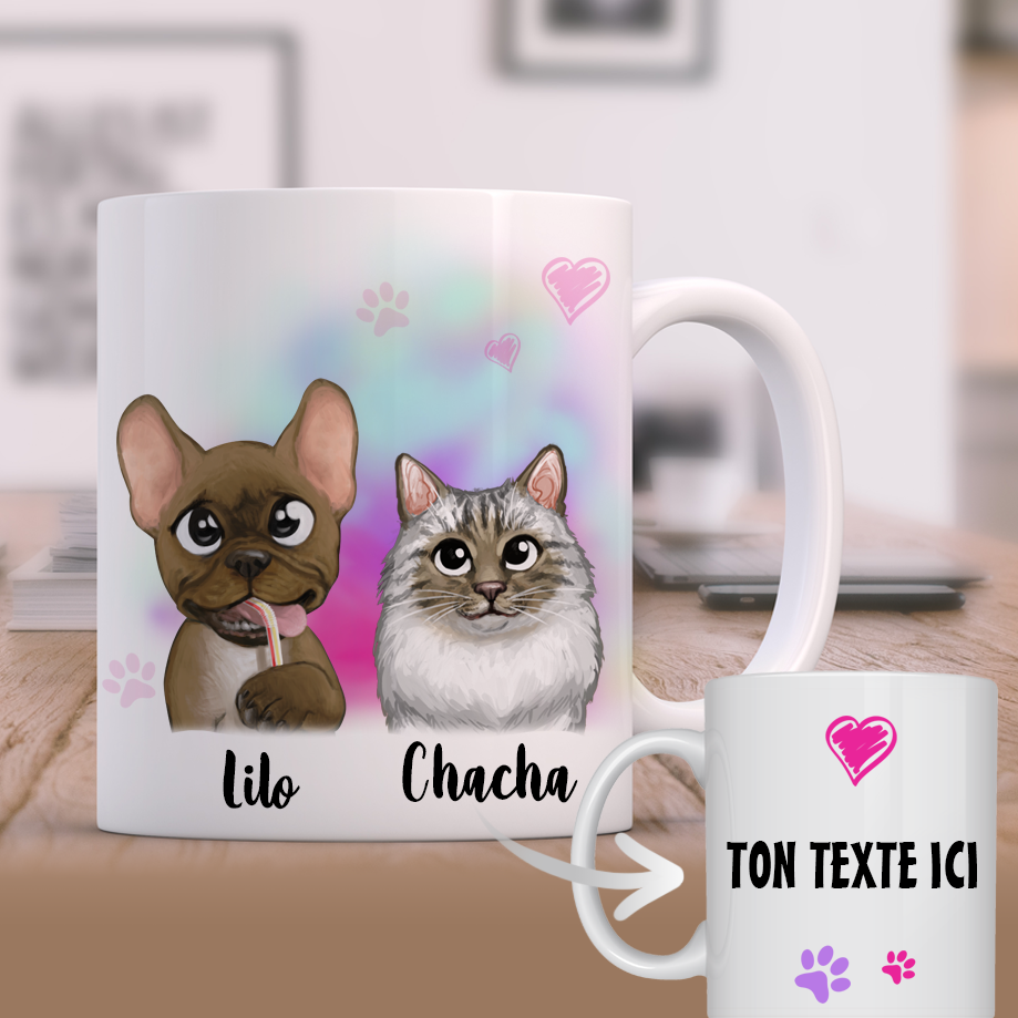 mug personnalisé avec chien et chat