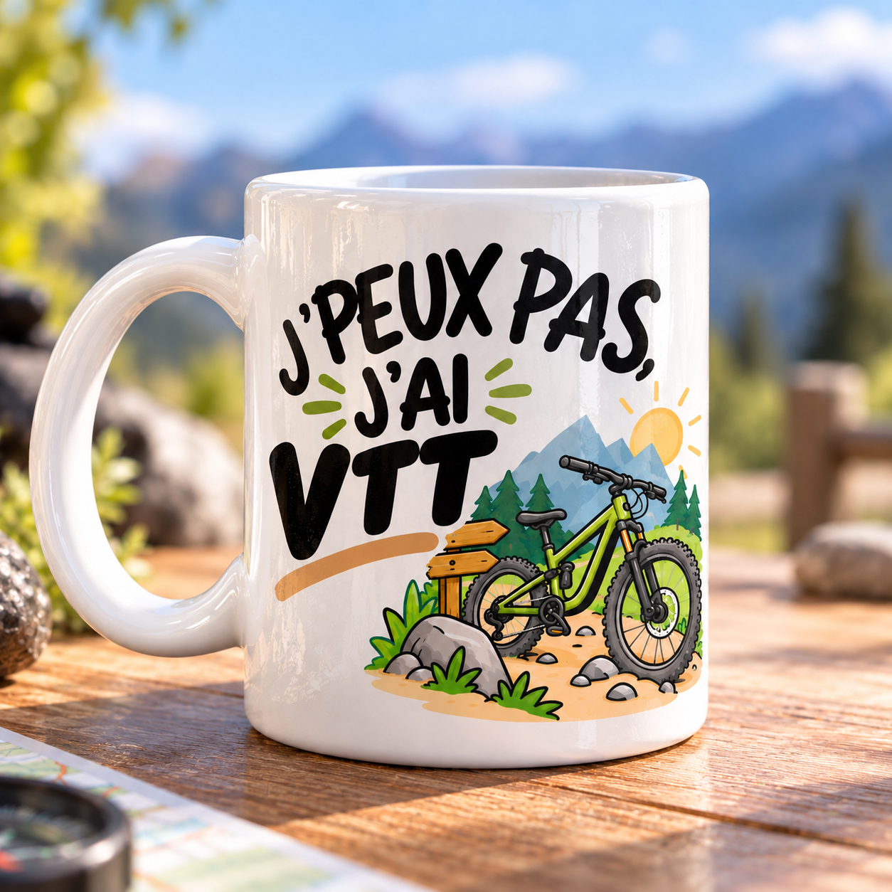 Mug personnalisé VTT de la collection Les J’peux pas