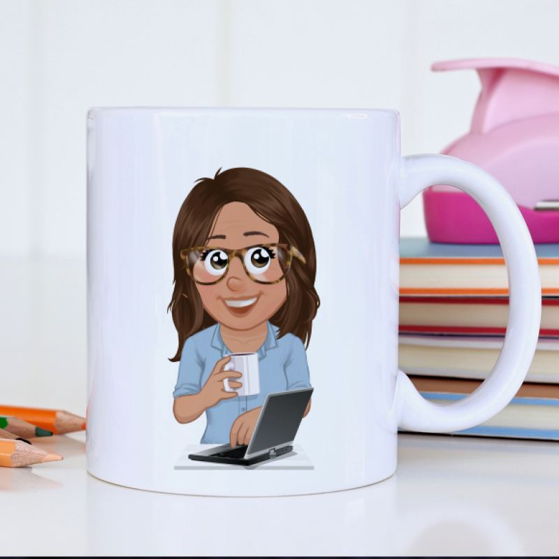 Mug personnalisé avec avatar pour secrétaire – cadeau original Famille de Dingue