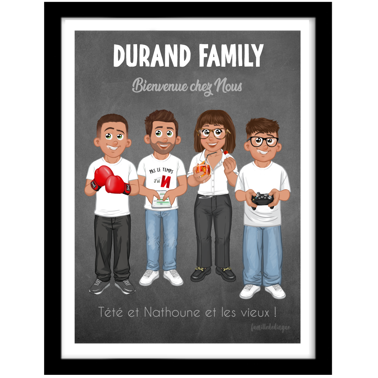 Portrait de famille personnalisé pour déco de maison Design