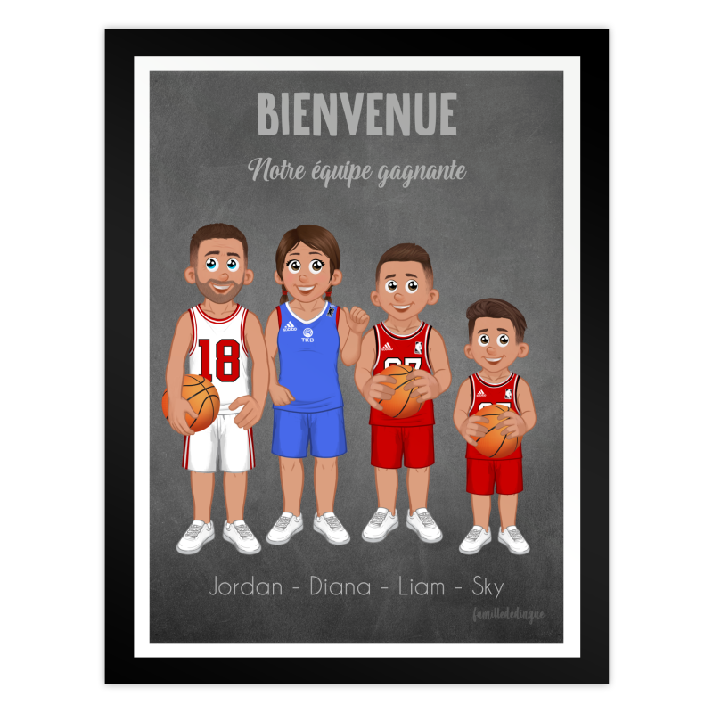 Affiche personnalisée Famille Fan de Basket