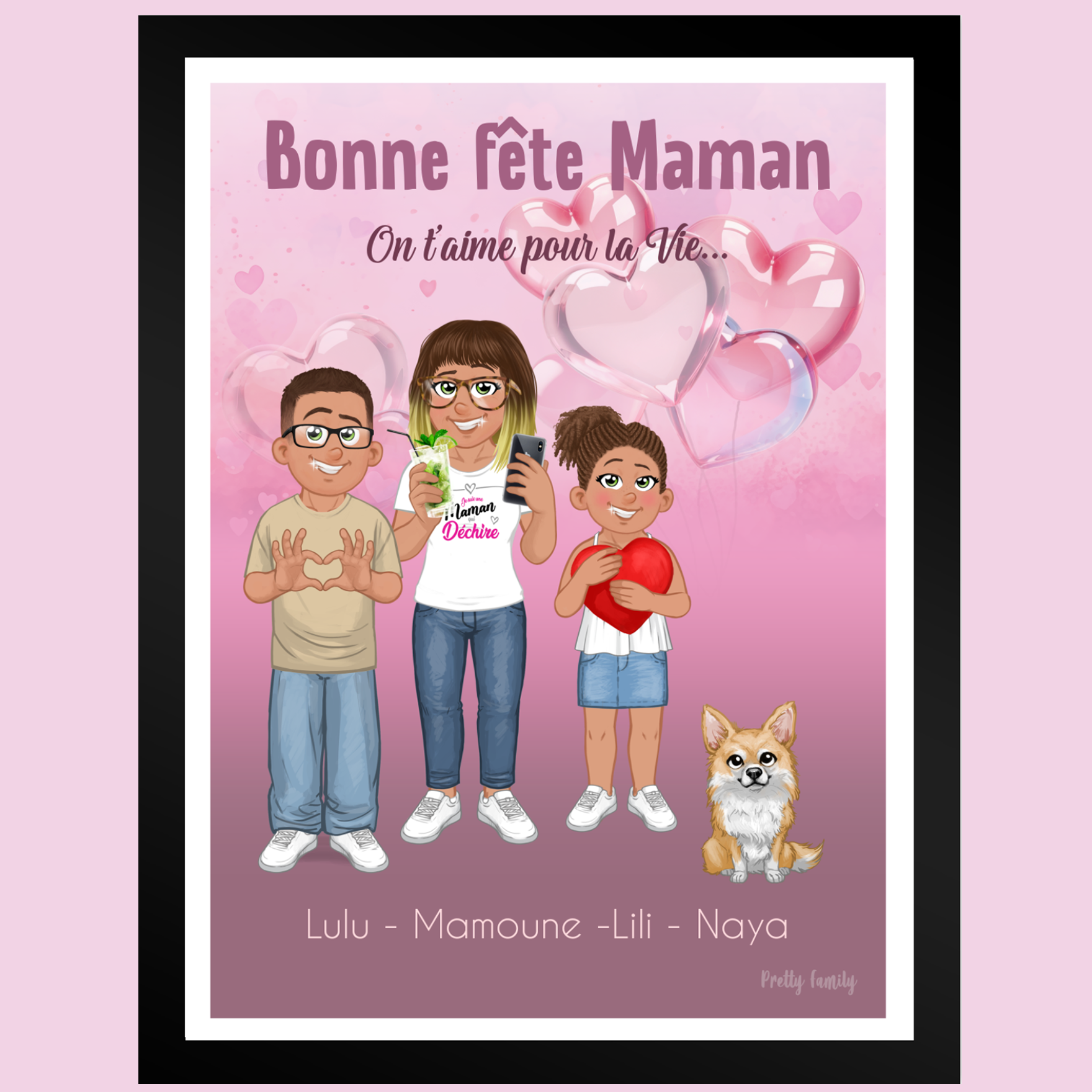 Affiche personnalisé fête des mères - portrait de famille