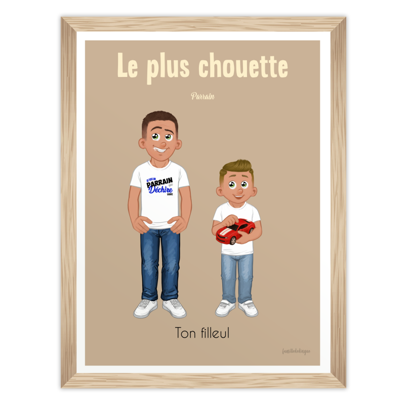Portrait de famille personnalisé pour un parrain